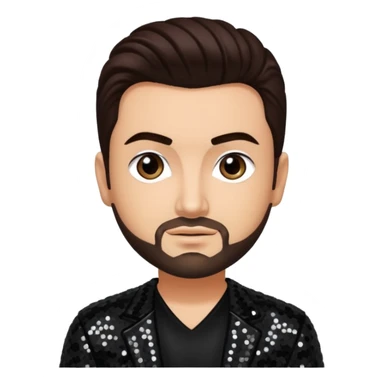 Chris Kirkpatrick from 'N Sync with dark brown hair, black sequin outfit, light skin sticker