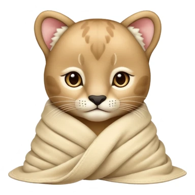 Cozy puma cub in blanket sticker