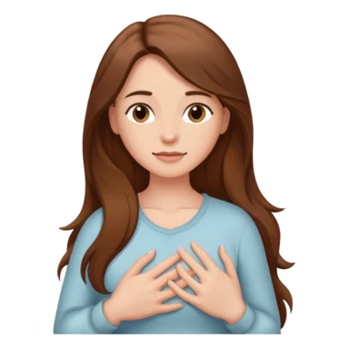 Elini göğsüne koyup rahatlayan,huzurlu kadın sticker