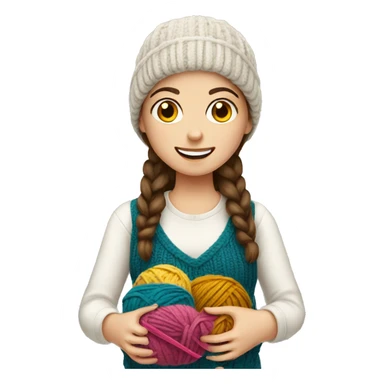 White brunette girl knitting sticker