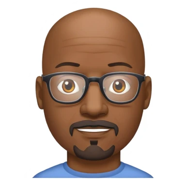 Bald mature Black man with glasses and goatee sticker