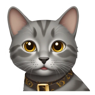 Grey Cat wearing louis vuitton sticker