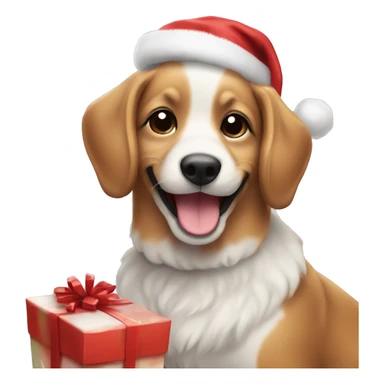 Cute Dog Smiling at Christmas sticker