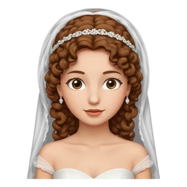 A bride with a curly brown hair and veil sticker