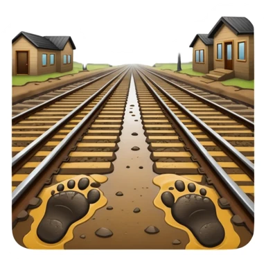 footprints near train track sticker