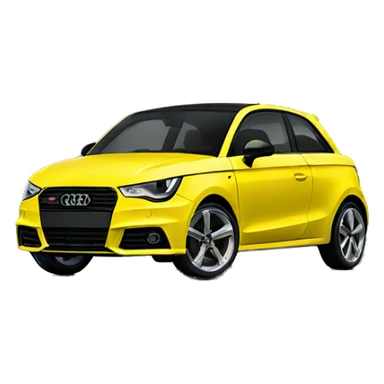 Yellow Audi a1 with a black top sticker