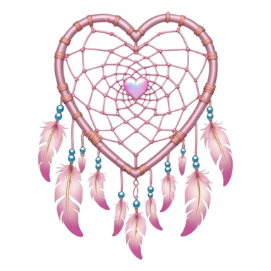 Iridescent pastel pink heart-shaped sakura dreamcatcher sticker