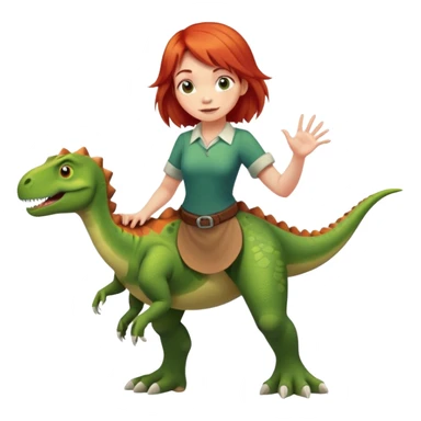 Red-haired girl with a dinosaur tail and animal paws instead of hands and feet sticker