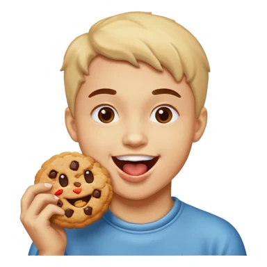 Flork mordiendo galleta expresión feliz sticker