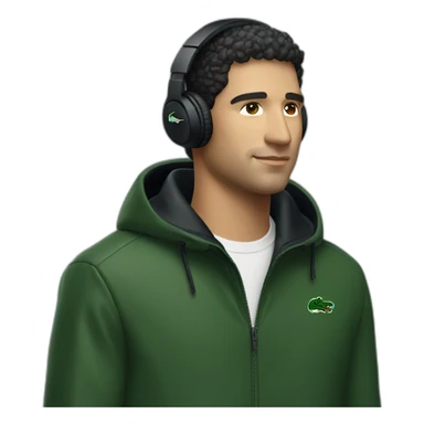Lacoste headphone latin guy with black windbreaker sticker