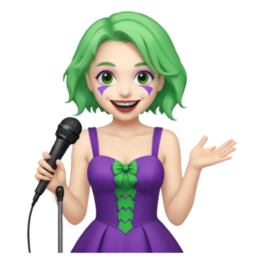 joker with dress, microphone, singing sticker
