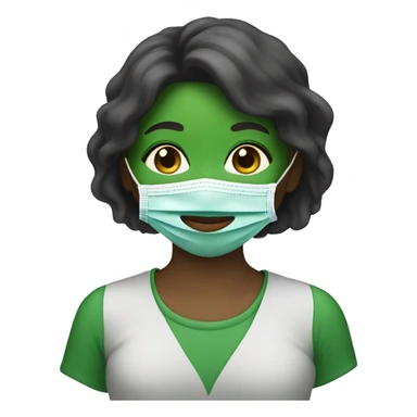 Girl with a green face mask on sticker