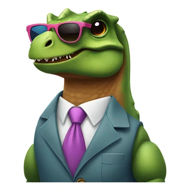 Dino wearing sunglasses and tie sticker