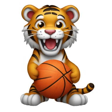Tiger holding a basketball sticker
