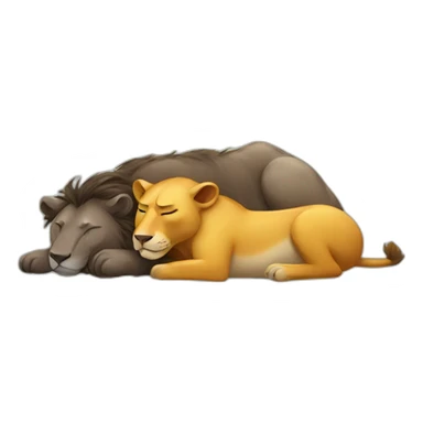 lion and boar sleeping sticker
