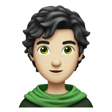 teenage white-skinned wizard with black hair green eyes in green disguise sticker