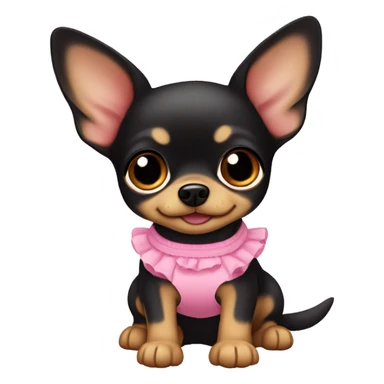 black & tan chihuahua puppy wearing a pink dress sticker
