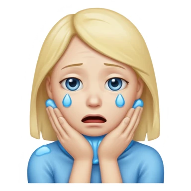 Plain crying emoji with two hands rapped around neck sticker