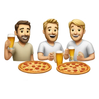 Three Caucasian dudes eating pizza and drinking beer in manhatten sticker