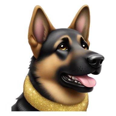 All black German shepherd with glitter mad sticker