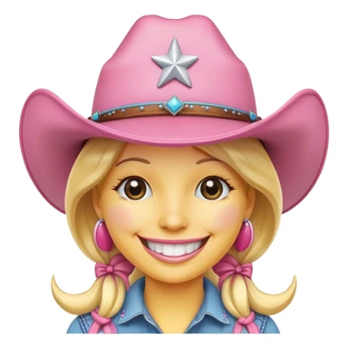 Smiley face with a pink cowgirl hat on sticker