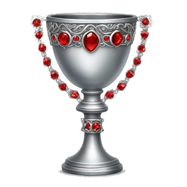 Silver chalice with a detailed and decorated outside in silver and red jewels sticker