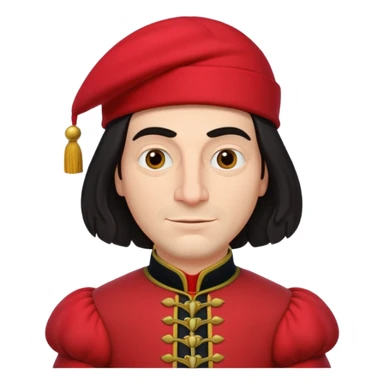 lord farquad avec un chapeau rouge plat sur le dessus, il a un vêtement rouge avec des manches bouffantes sticker