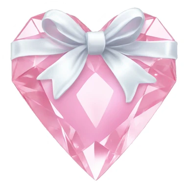 Pastel pink diamond crystal heart with white bow sticker