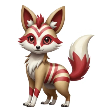 Hyper-realistic cool edgy badass zigzag-striped etched marked elegant Colorful Skilled Adept Graceful Asian Painted Meloetta-Furret-Lycanroc-Zangoose-fusion-hybrid-creature (full body) sticker