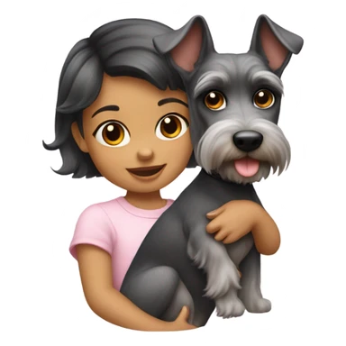 baby girl riding a schnauzer  sticker
