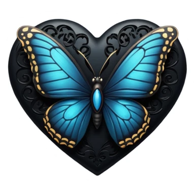 Black heart with butterfly  sticker