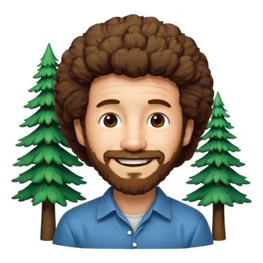 Bob Ross and Happy Little trees sticker