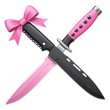 black knife with little pink bows around it sticker