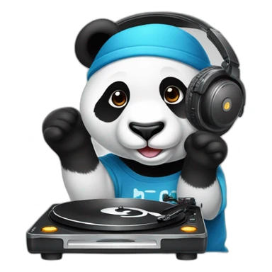 Un panda avec des écouteurs et une platine pour représenter un DJ. sticker