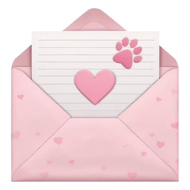 white and pink love letter with hearts and paw prints, cute, simple sticker