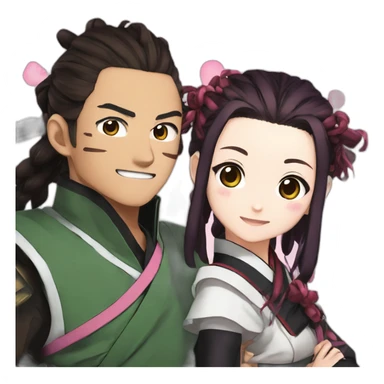 Tanjiro with nezuko from demon slayer sticker
