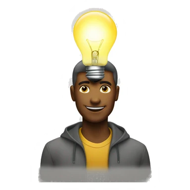 A glowing light bulb above a person's head, symbolizing a bright idea sticker