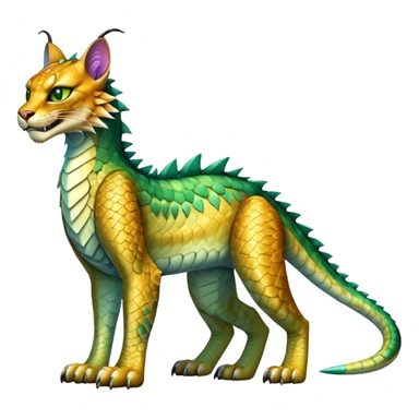 Shiny exotic iridescent Dragon-Tiger-type Lynx-Caracal-Crocodile-Bobcat-Fakémon-creature full body sticker