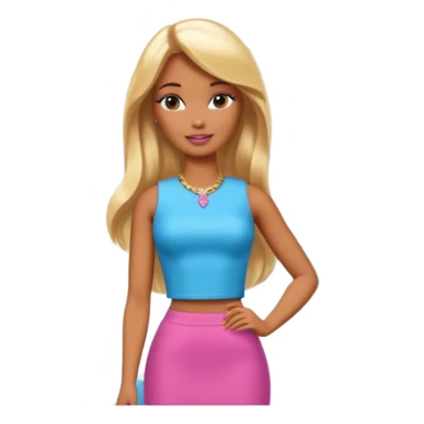 Brown skin blonde hair barbie in front of mountain and waterfall  sticker