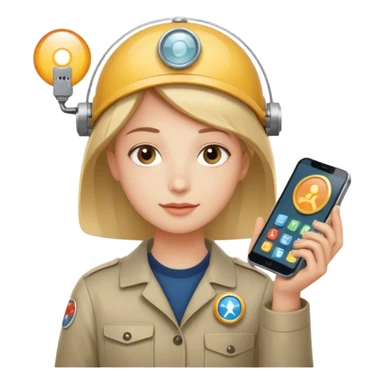 Calm face with relaxed eyes holding a small radar or spotlight, catching just a few key AI icons (chip, spark, or “AI” badge), to show you only get the updates that matter, without overwhelm. sticker