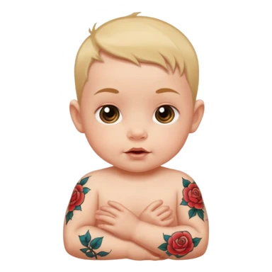 baby with tattoo sticker