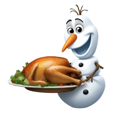 Olaf eating a turkey  sticker