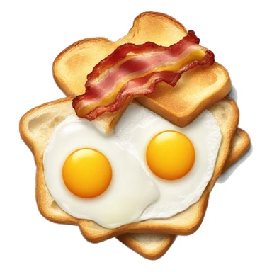 “Two fried eggs, crispy bacon, and buttered toast on a plate.” sticker