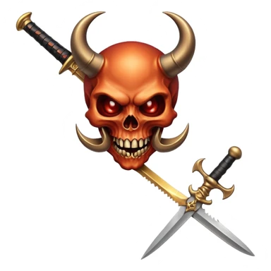 Devil skull biting a dagger sticker