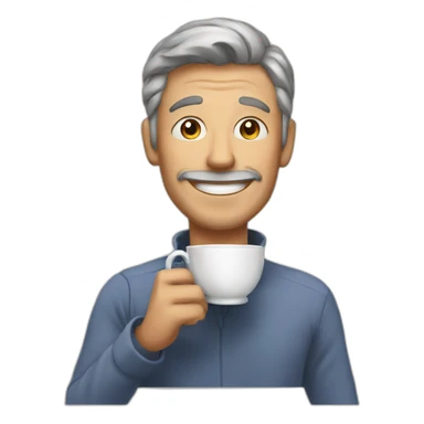 a man happy to drink a cup of tea sticker