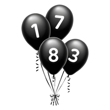 birthday sign in black and white ballons sticker