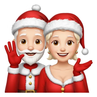 SANTA Y MAMA CLAUSE SONRIENDO CON ORTODONCIA EN DIENTES Y MANO SALUDANDO sticker