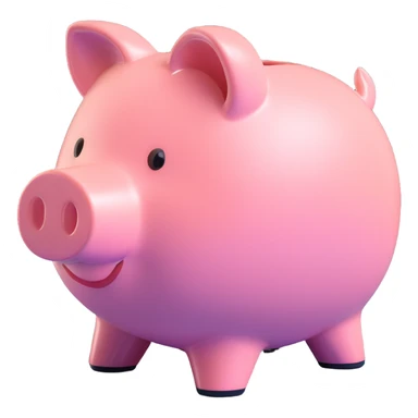 Make the piggy bank a lighter pink color, keep the 3d cartoon style with slight shininess, side view, and soft lighting. Remove the background. sticker
