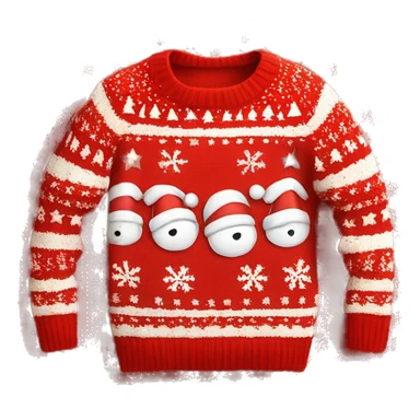 Red christmas sweater with “thing 5” written on it with white letters sticker