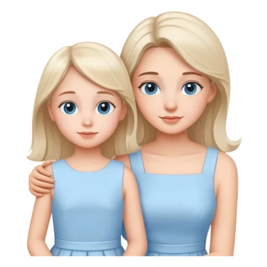 loving mother and daughter wearing matching pastel blue dresses sticker